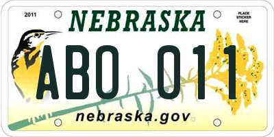 NE license plate ABO011