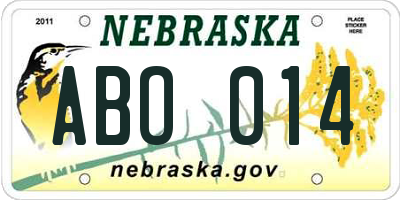 NE license plate ABO014