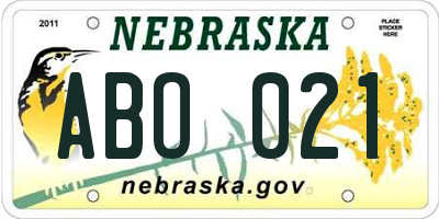 NE license plate ABO021