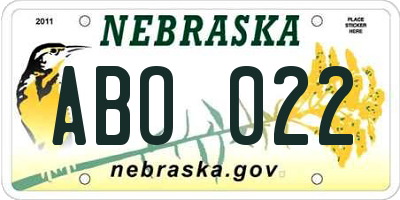 NE license plate ABO022