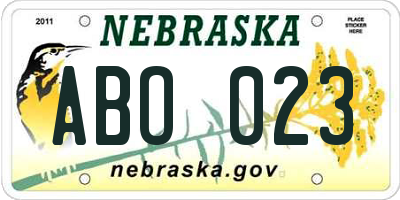 NE license plate ABO023