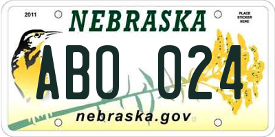 NE license plate ABO024