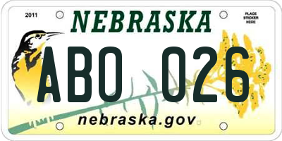 NE license plate ABO026