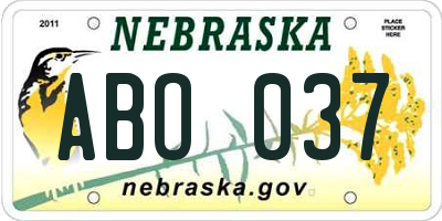 NE license plate ABO037