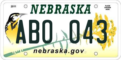 NE license plate ABO043