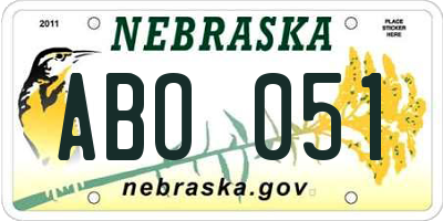 NE license plate ABO051