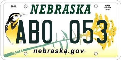 NE license plate ABO053