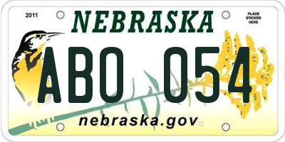 NE license plate ABO054