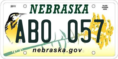 NE license plate ABO057