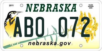 NE license plate ABO072