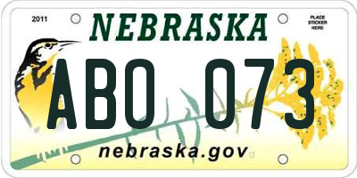 NE license plate ABO073