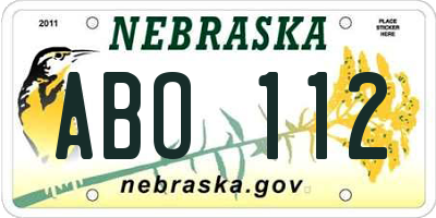 NE license plate ABO112