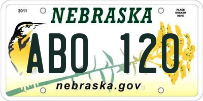 NE license plate ABO120