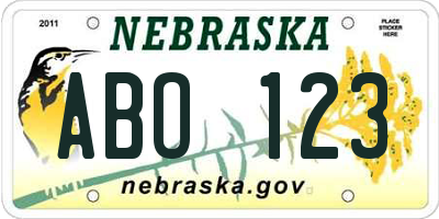 NE license plate ABO123