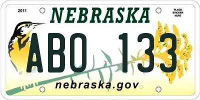 NE license plate ABO133