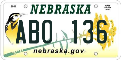 NE license plate ABO136