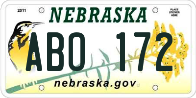 NE license plate ABO172