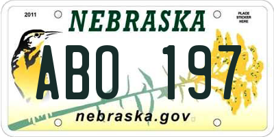 NE license plate ABO197