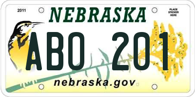 NE license plate ABO201