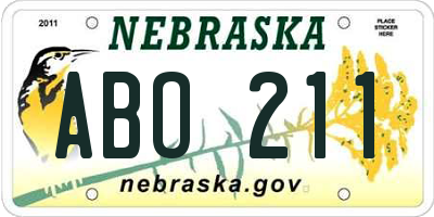 NE license plate ABO211
