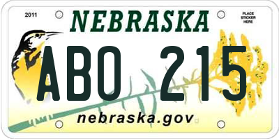 NE license plate ABO215