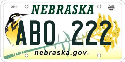 NE license plate ABO222