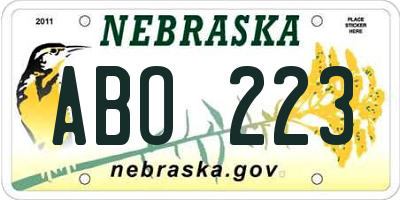 NE license plate ABO223