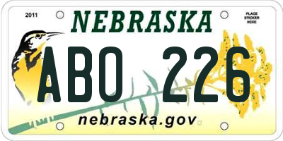 NE license plate ABO226