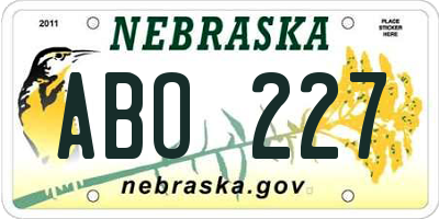 NE license plate ABO227