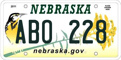 NE license plate ABO228