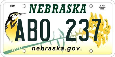 NE license plate ABO237