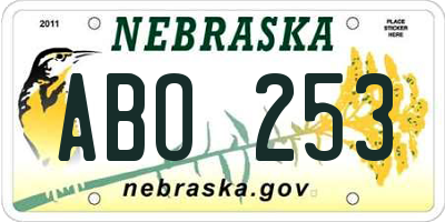 NE license plate ABO253