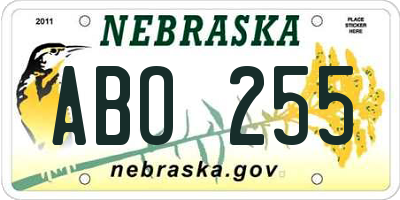 NE license plate ABO255