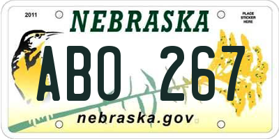 NE license plate ABO267