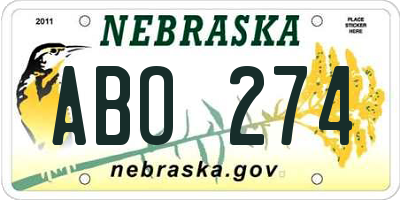 NE license plate ABO274