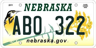 NE license plate ABO322