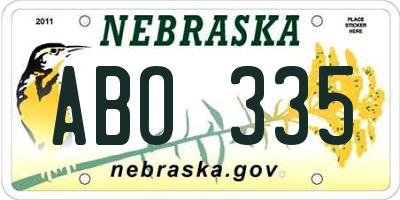 NE license plate ABO335