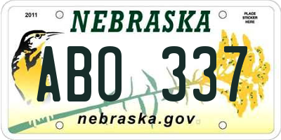 NE license plate ABO337