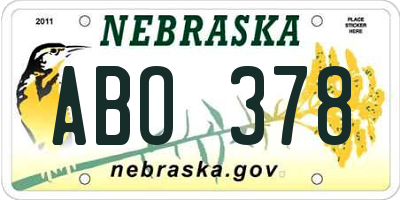 NE license plate ABO378