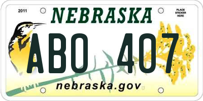 NE license plate ABO407