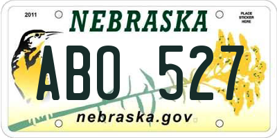 NE license plate ABO527
