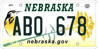 NE license plate ABO678