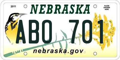 NE license plate ABO701