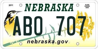 NE license plate ABO707