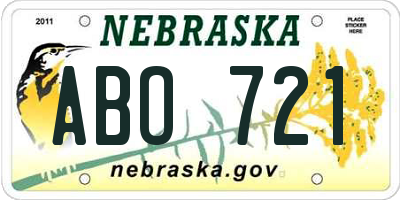 NE license plate ABO721