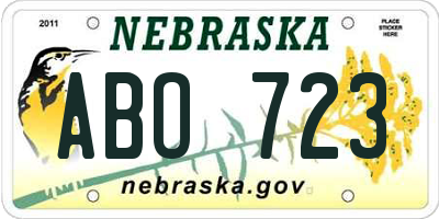 NE license plate ABO723