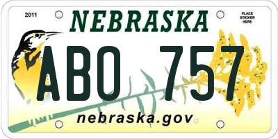 NE license plate ABO757