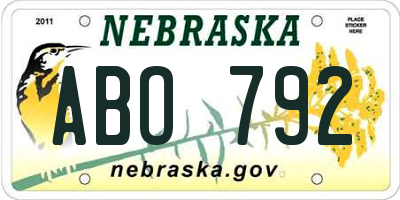 NE license plate ABO792