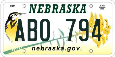 NE license plate ABO794