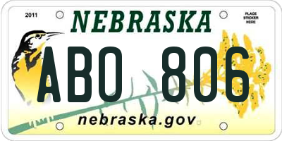 NE license plate ABO806